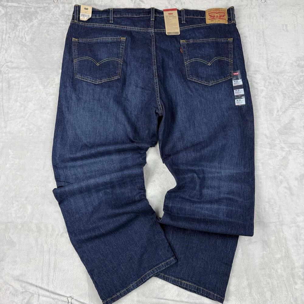 Levi’s 505 Regular Fit Jeans 48x30 Dark Wash Stretch Denim NWT Classic Big Tall